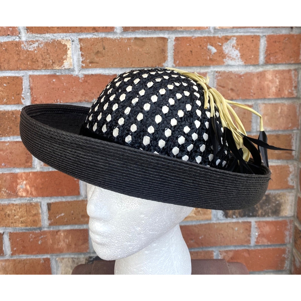 Vintage Elegant Hat - Black & White Luci Ames Handcraft Women's
